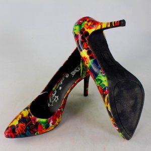 Brash Womens Mulitcolor Pattern D'orsay Pumps size 8